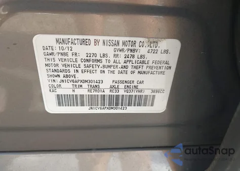 2013 Infiniti G37 Journey из США, поврежденный, VIN JN1CV6APXDM301423